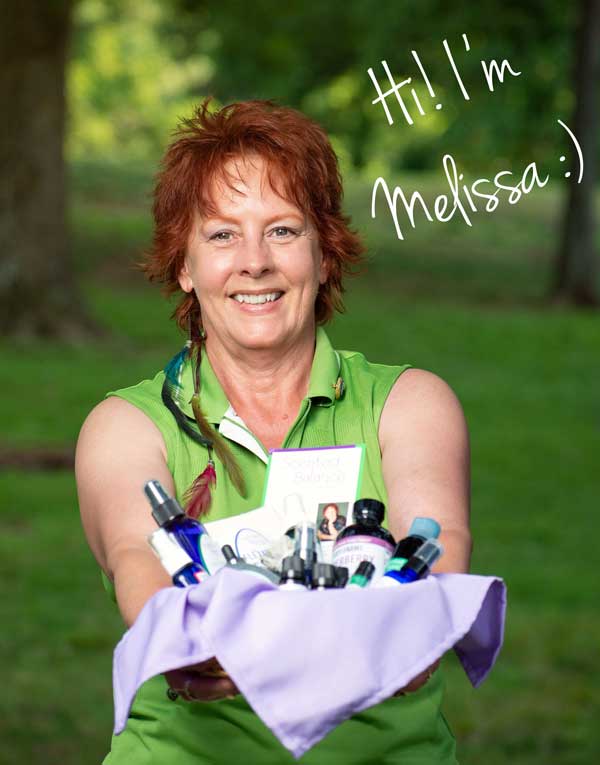 Melissa Curran with a basket of products from Scented Balance Healing Arts